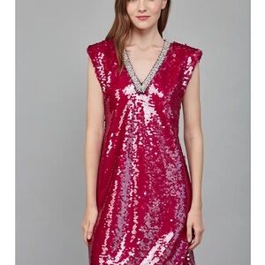 Fate Fuchsia Sequin V-Neck Dress